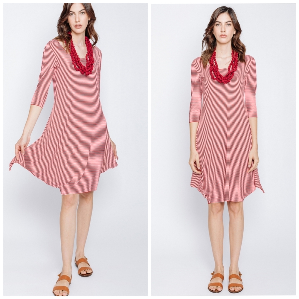 Martino Midali Red White Stripe Shark Dress